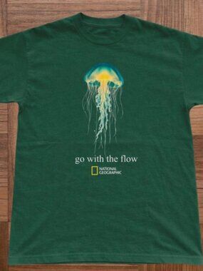 Go With The Flow Jellyfish Shirt, National Geographic Graphic Tee, Nature Gift